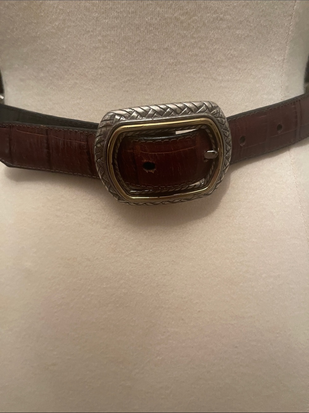 Brighton Brown and black reversible Leather Belt with Two-Tone Decorative Buckle